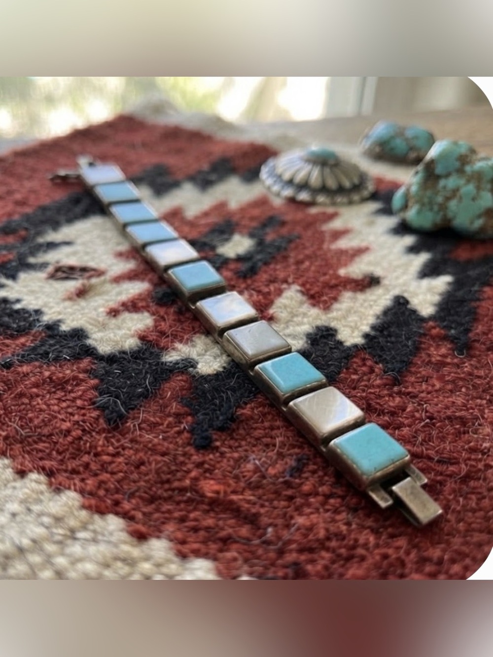 Vintage - styled Navajo 925 sterling silver bracelet